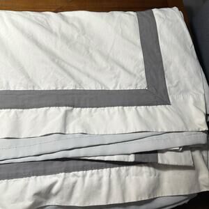 Pottery Barn Blackout Curtains White Gray Ribbon Border 50x81 2 Panels